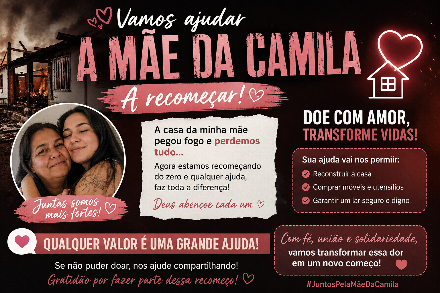 Vamos ajudar a mãe da Camila a recomeçar